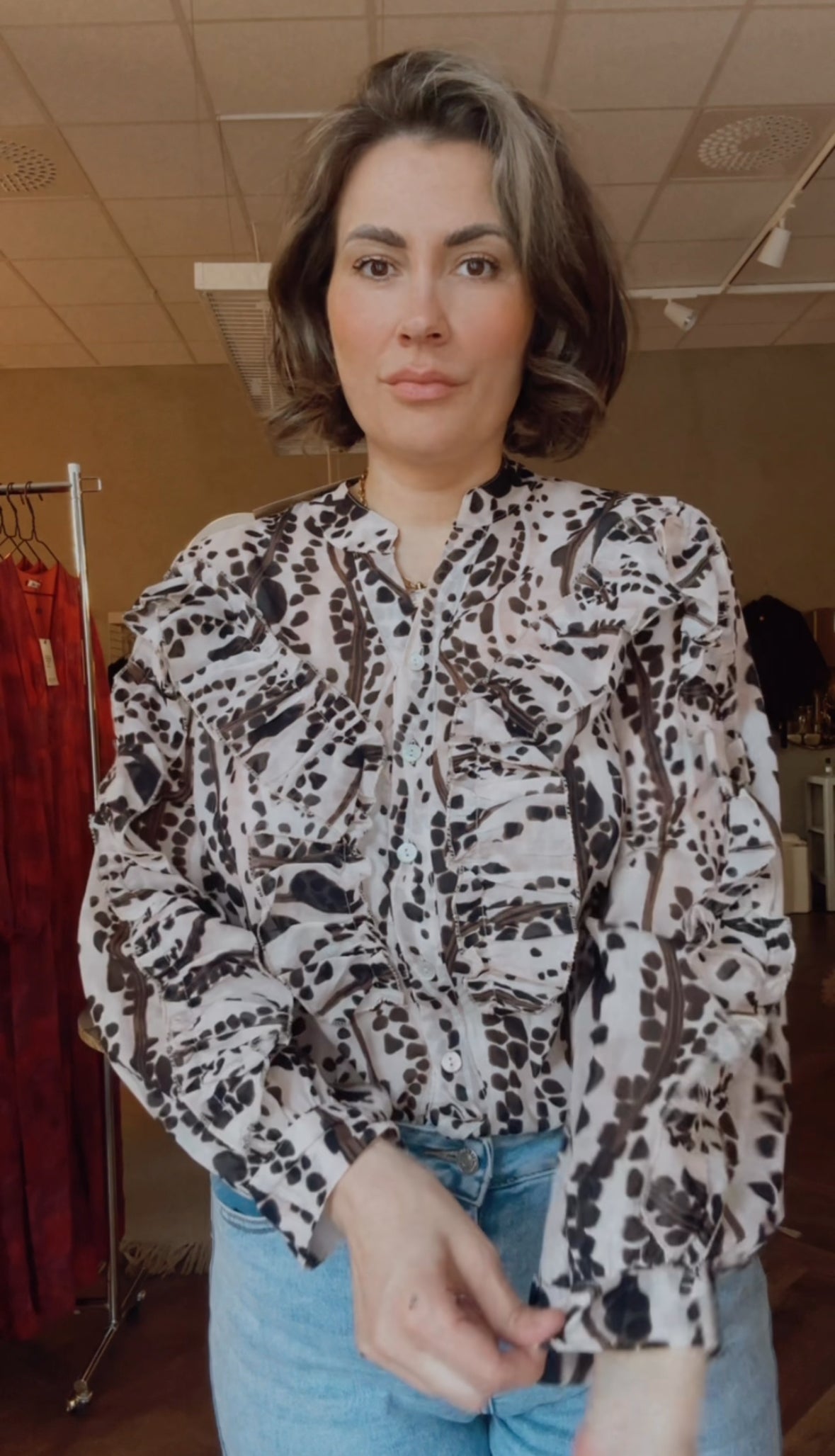 Vintage romance blus svart