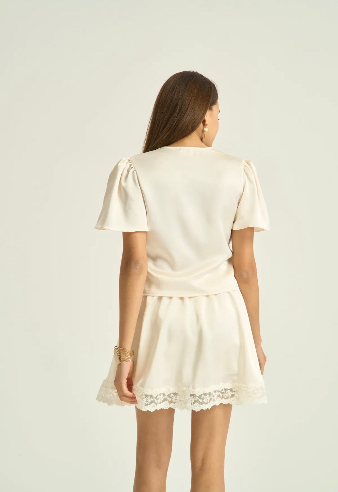 Kate satinblus Beige