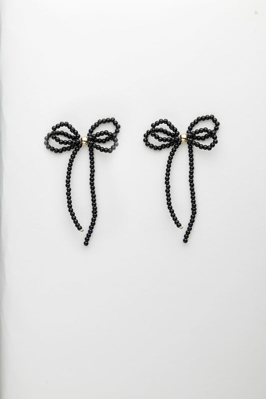 Pearl Bow earrings black