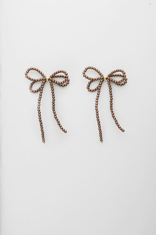 Pearl Bow earrings Brown