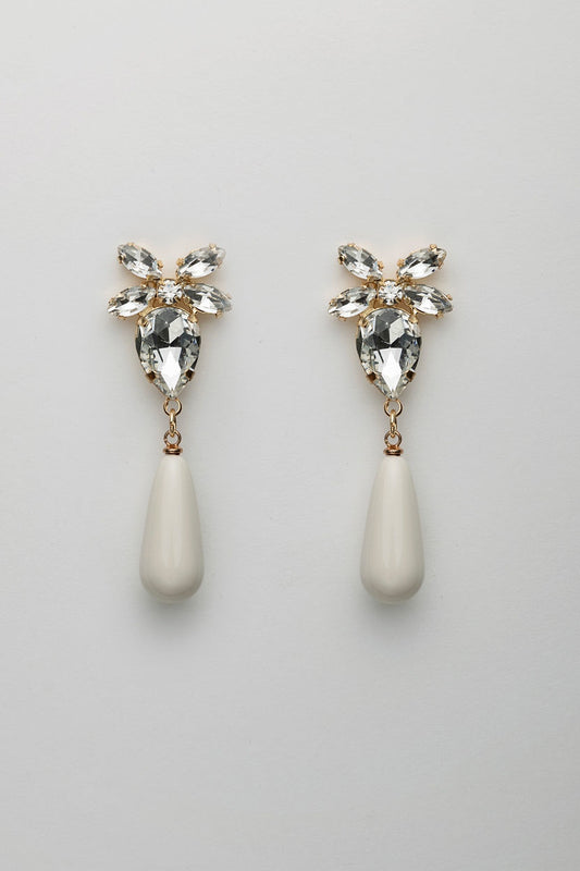 Stone drop earrings white