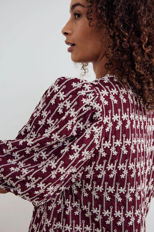 SHELLY BLOUSE DUSTY MAHOGANY