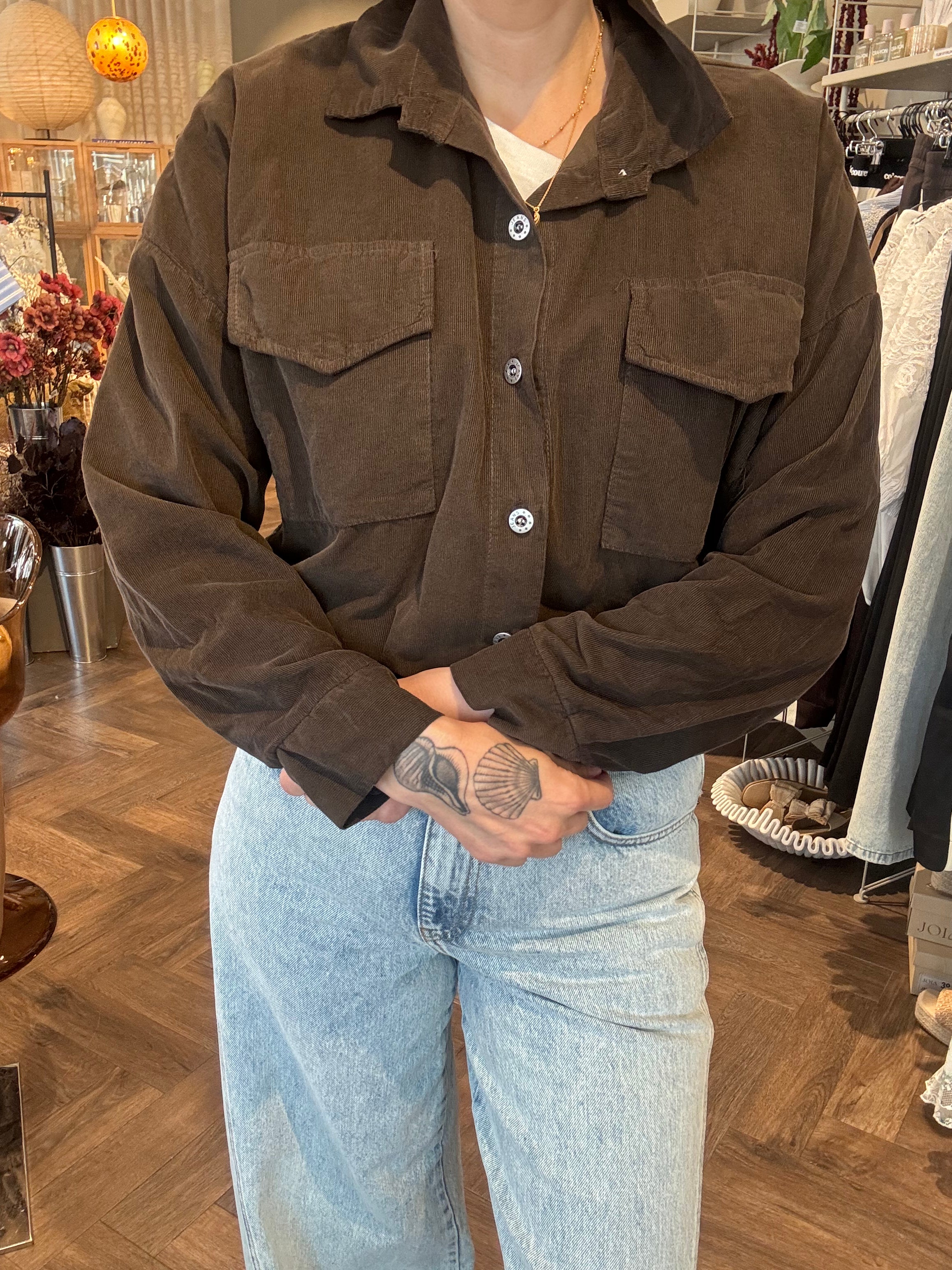 Skjort jacka smal Manchester Brun CosyHouse Onesize 34-40