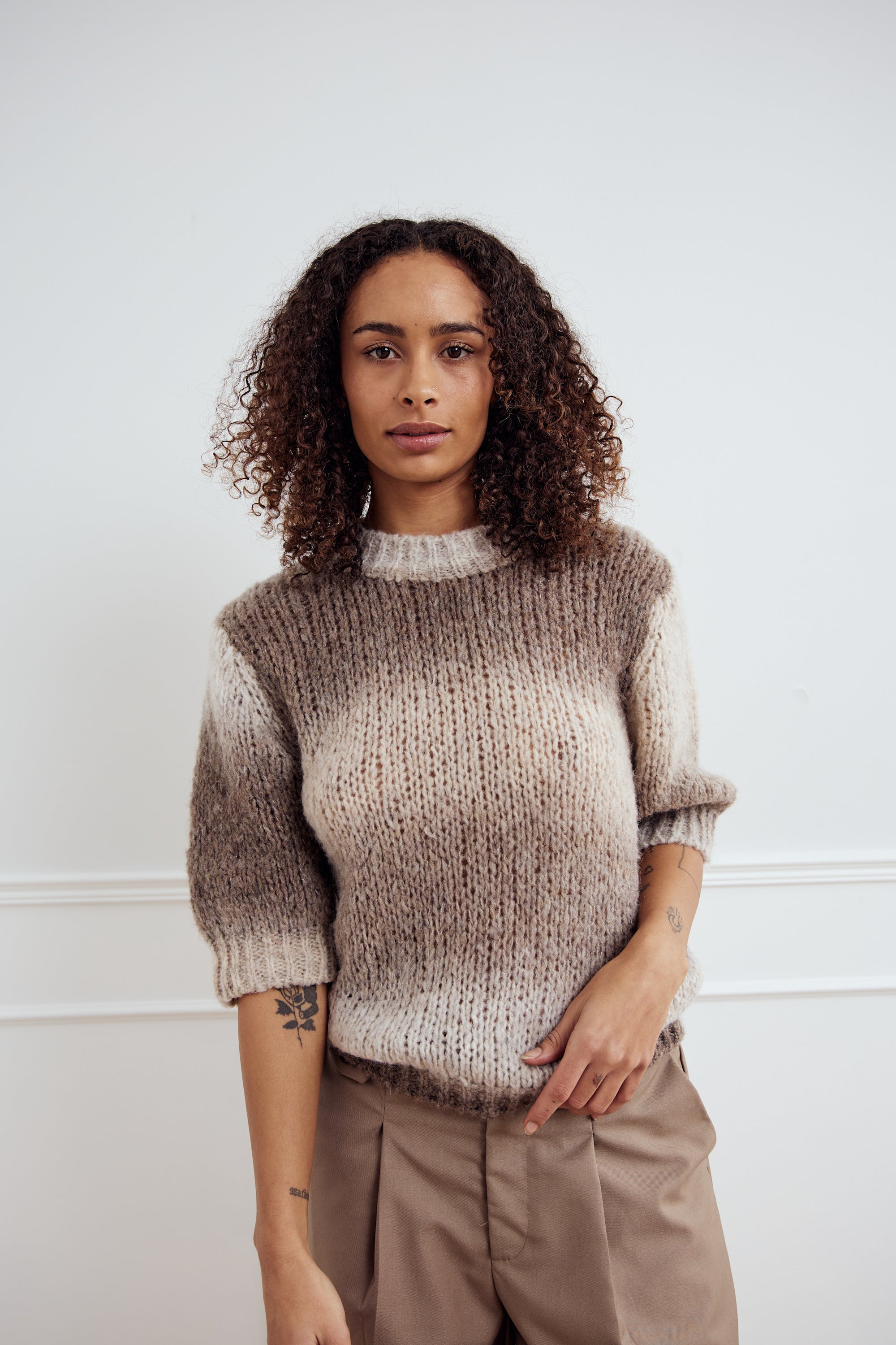 Leana knit top beige sand