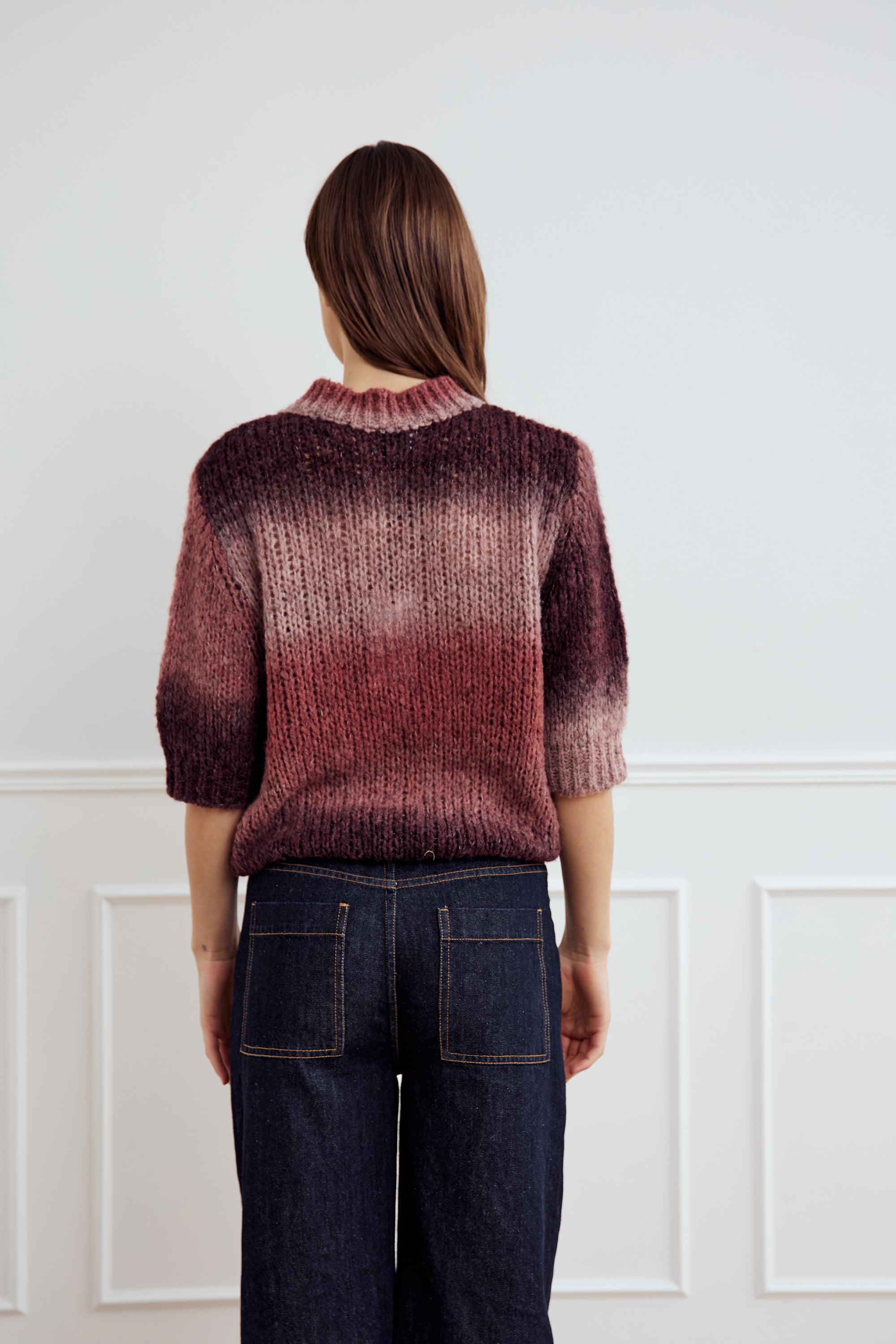 Leana knit top Brown red combo