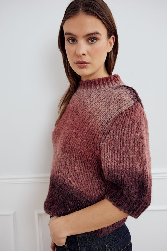 Leana knit top Brown red combo