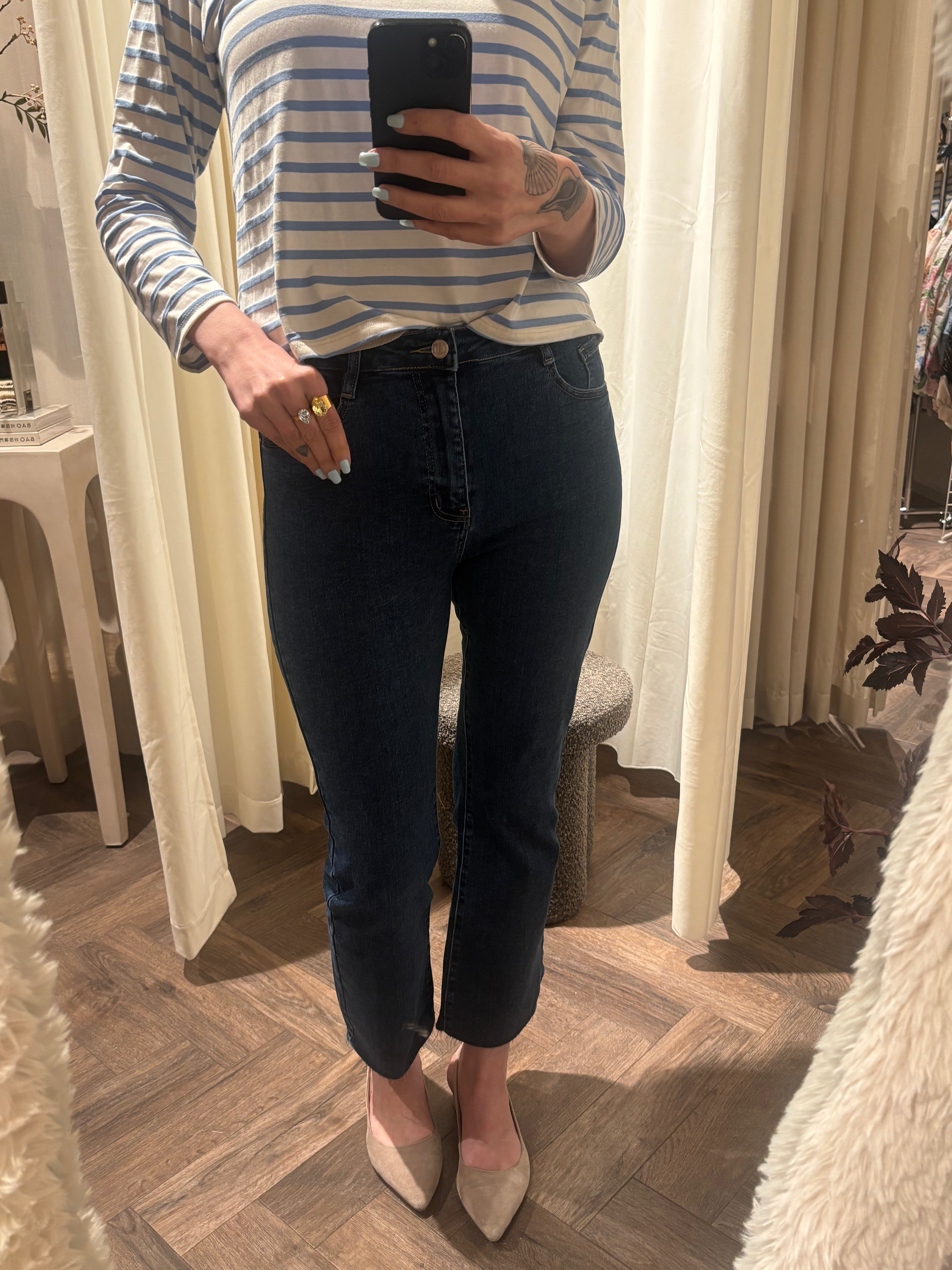 Cosy House Jeans Flared superstretch mellanblå/mörkare blå