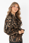Load image into Gallery viewer, CHIARA BLOUSE DARK CHOCLATE/BLACK/SAND
