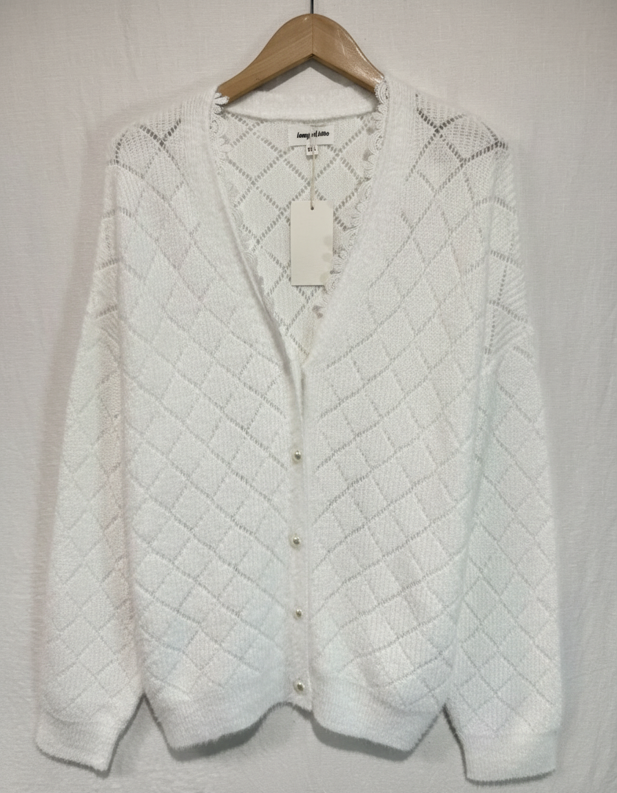 CURVE Kofta med spets vit