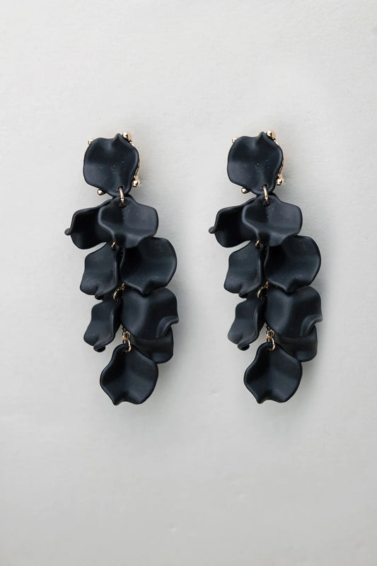 Leaf earrings mini svart