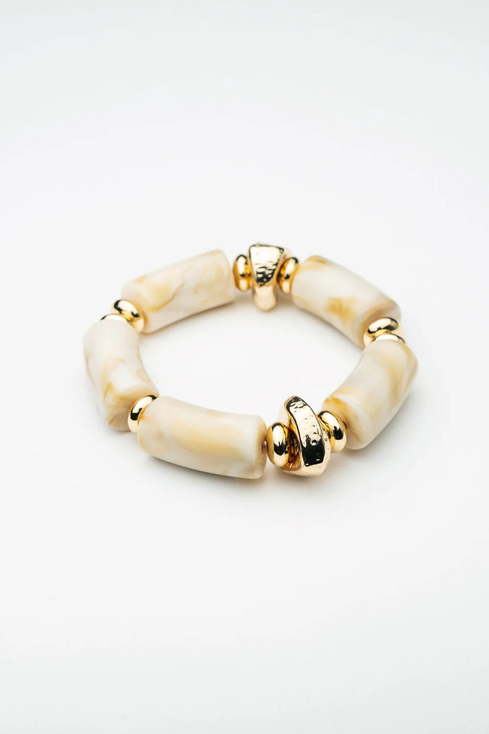 LUNA BEAD BRACELET BEIGE MELANGE W GOLD
