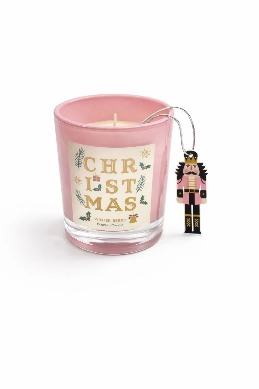 Merry christmas candle pink Winter Berry