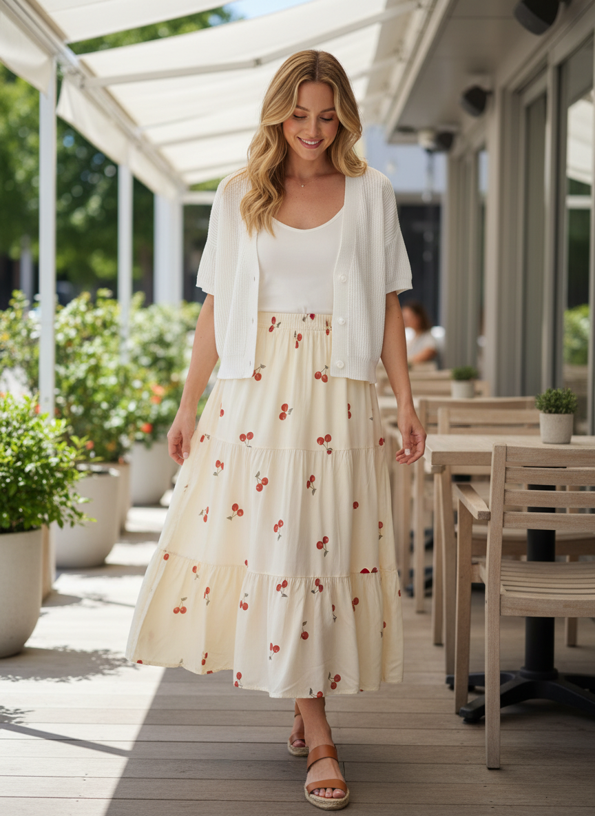 Cherry Kjol/Klänning ljust pastellgul