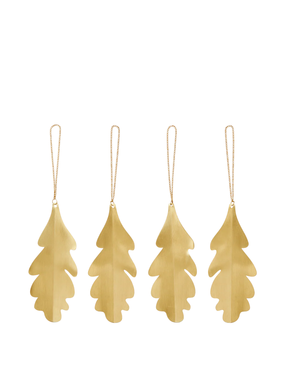 Oak Leaf Brass Ornaments - Set of 4