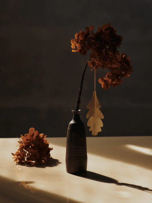 Oak Leaf Brass Ornaments - Set of 4