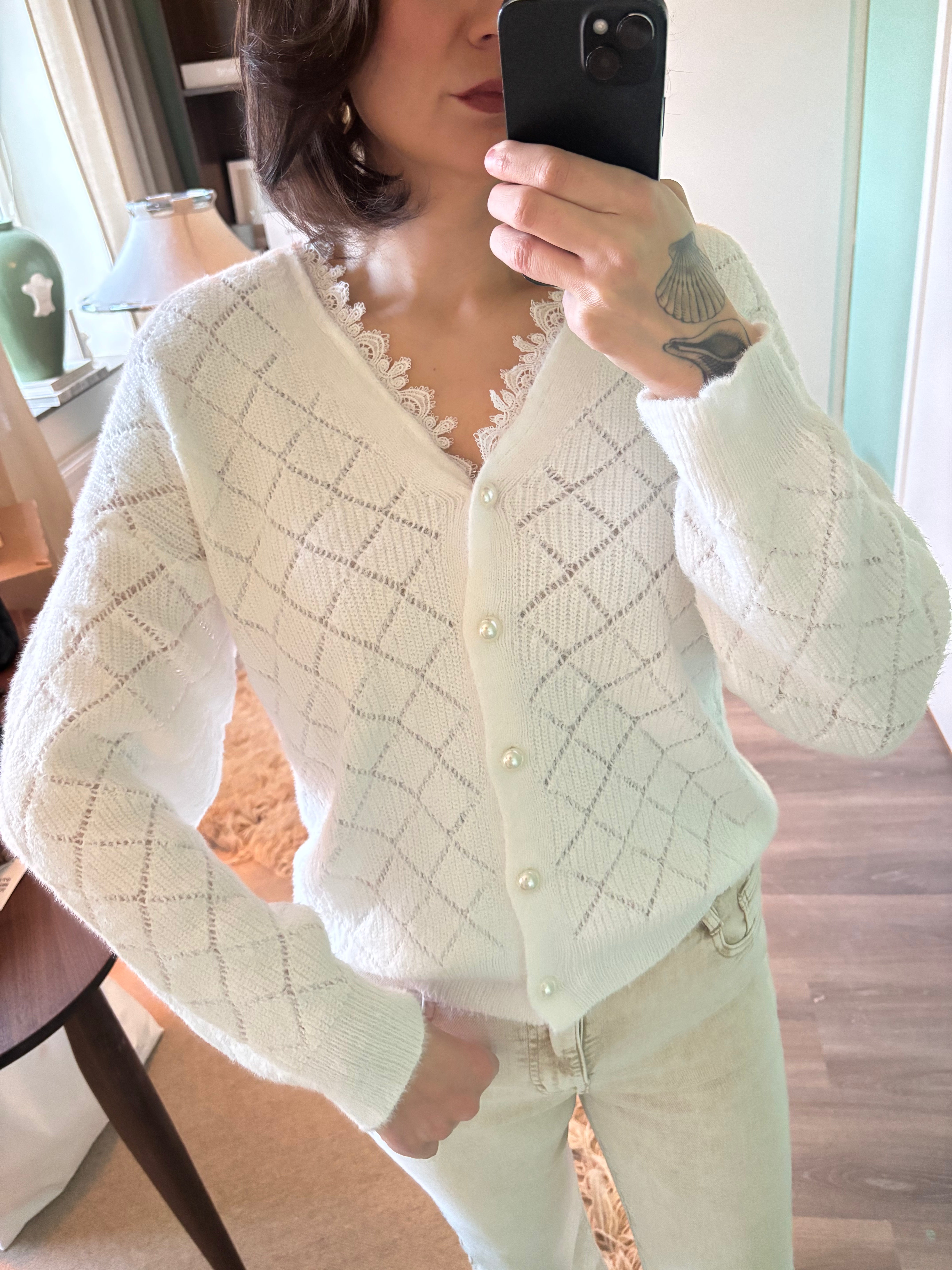 Stella Kofta med spets vit Onesize