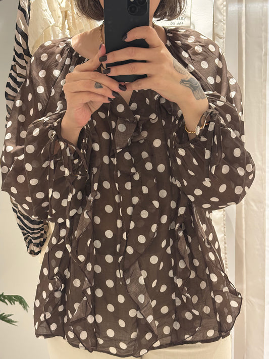 Bella Blouse Brun m Beige Prick