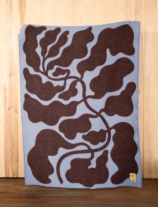 LEAVES ULLPLÄD, BRUN/BLÅ