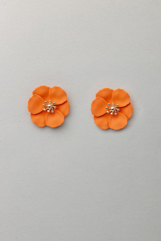 Flower small earrings orange