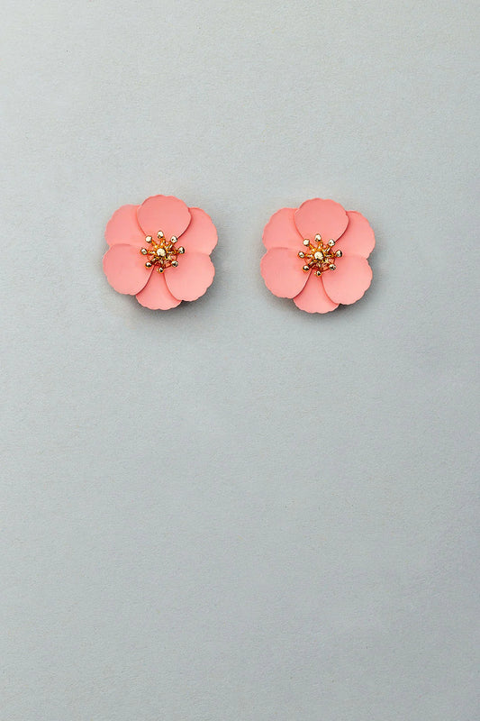 FLOWER SMALL EARRINGS MAT PINK