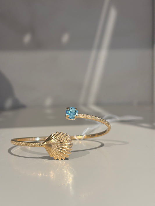 Shell Bracelet Light Turquoise Gold