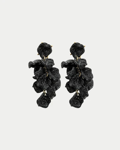 Leaf Earrings Mini Color: Black Glitter