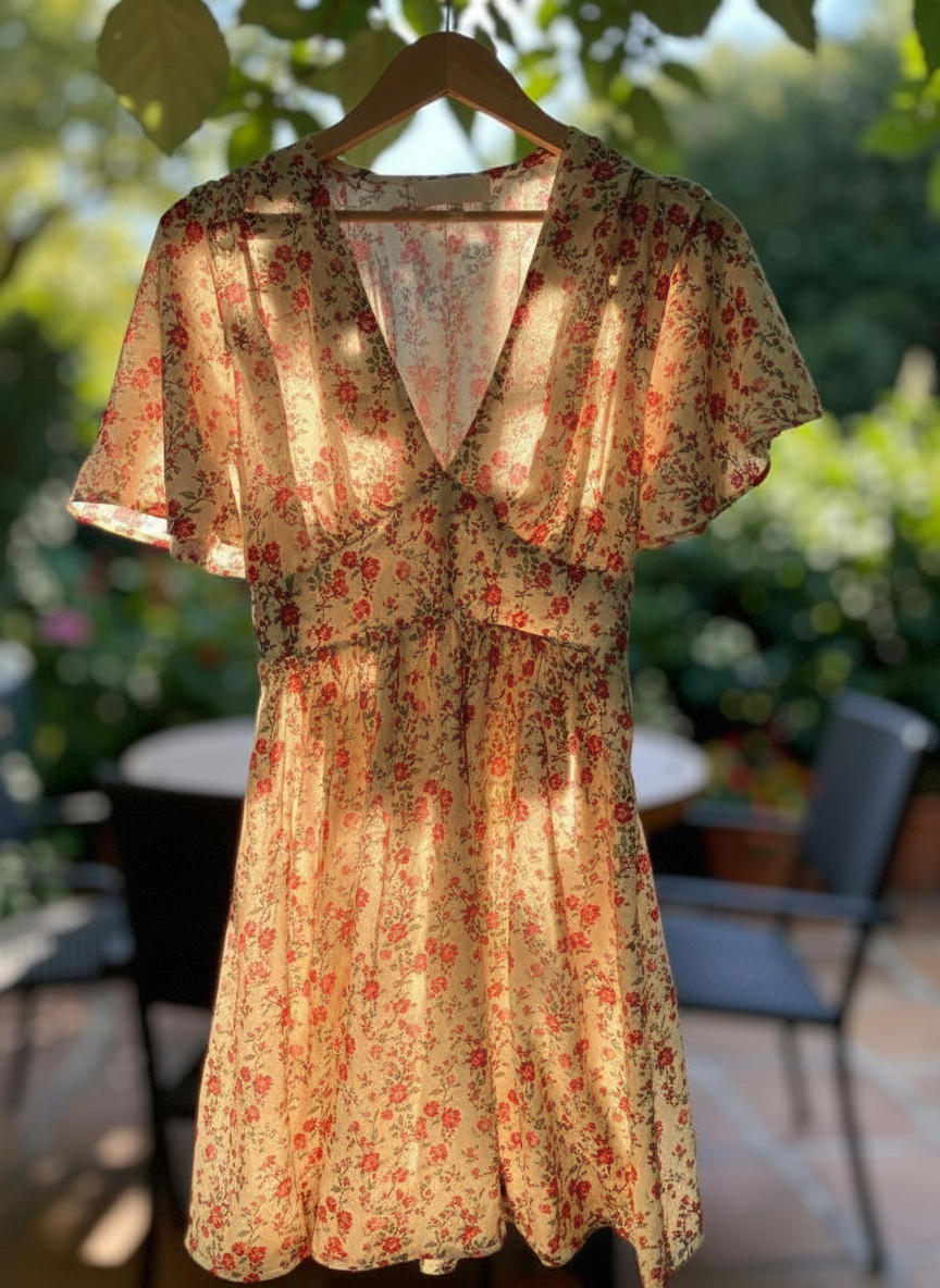 Spring dress med små blommor