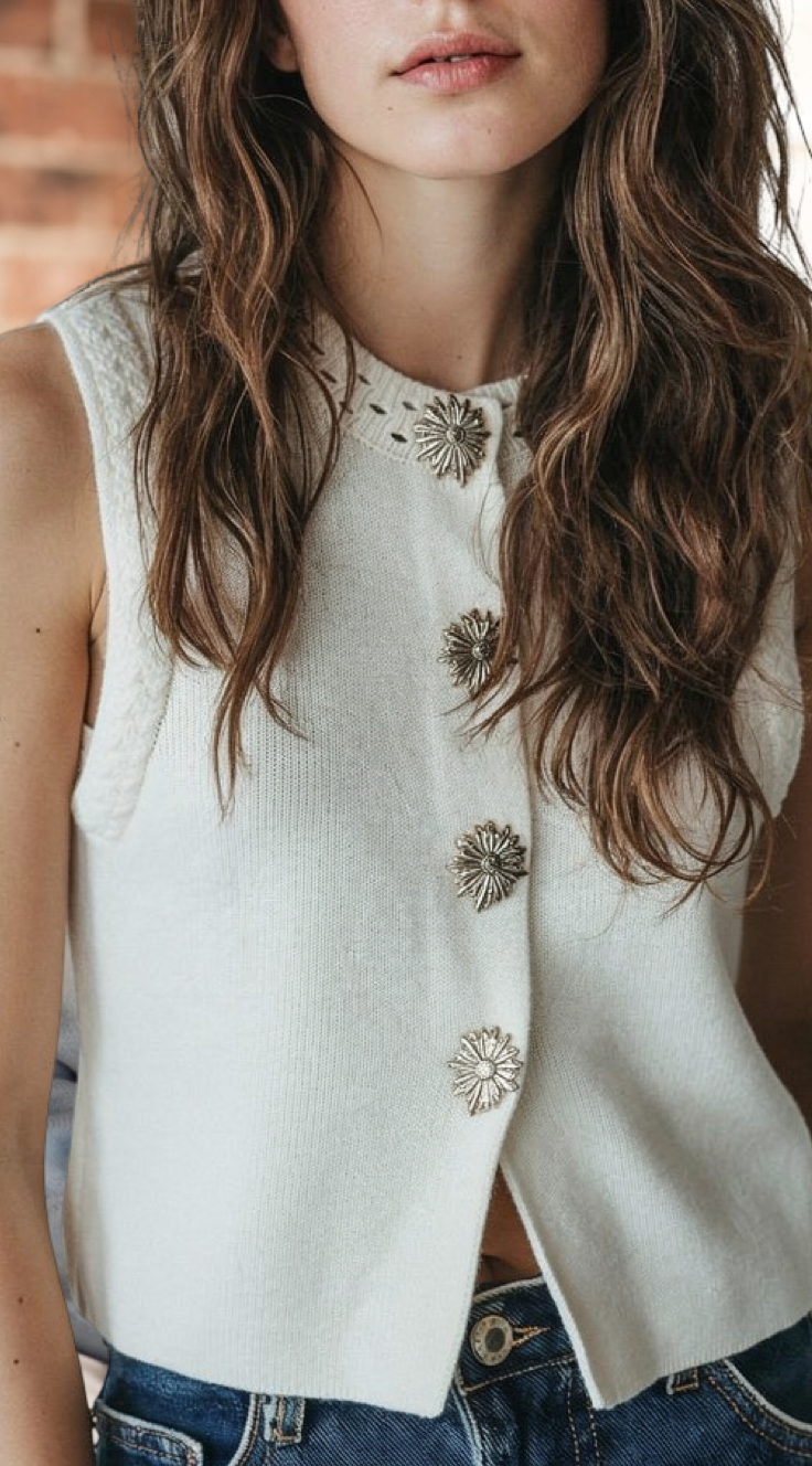 Väst med dekorativa knappar