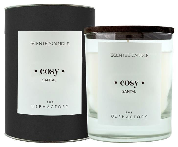 Scented Candle Black "Cosy" Santal 200g￼