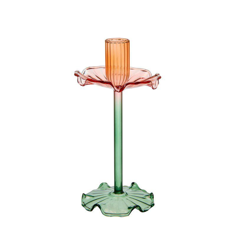 SBE LJUSSTAKE GLAS BLOMMA 19CM