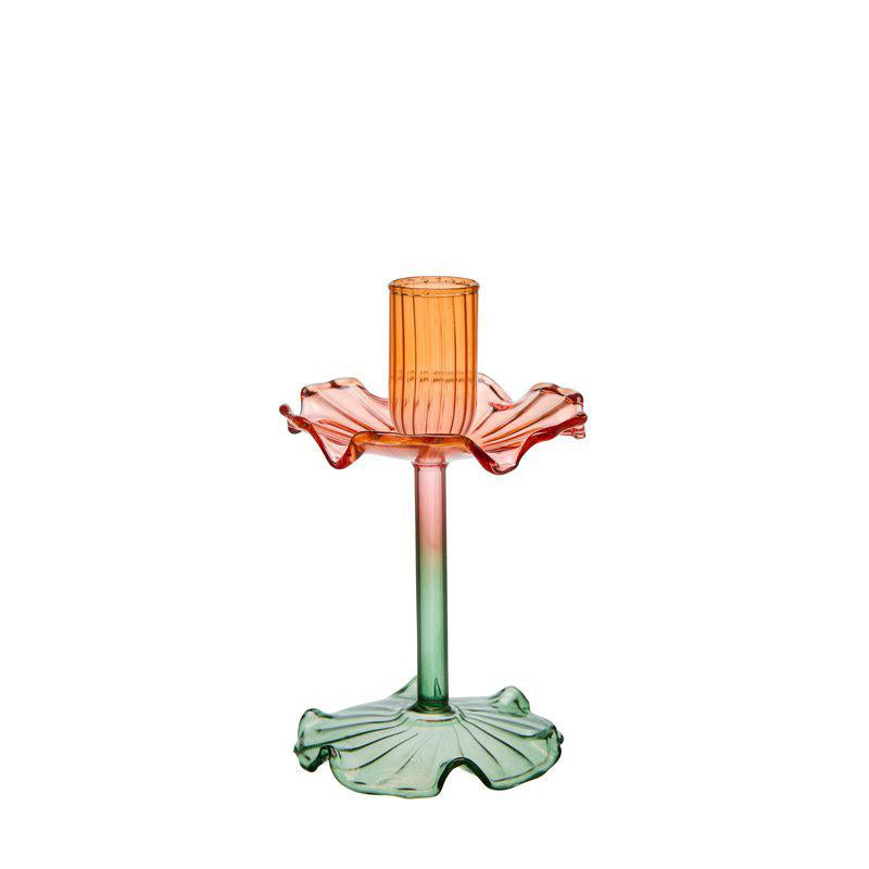 SBE LJUSSTAKE GLAS BLOMMA 15CM