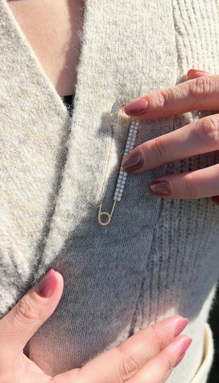 Crystal Fashion Safety Pin Gold 1pcs
