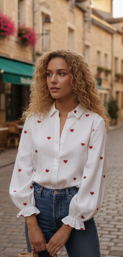 Heart blouse white