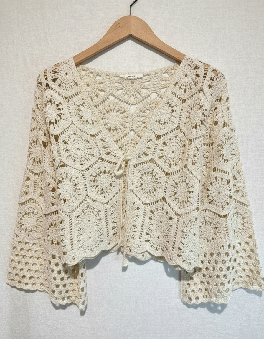 Stella Broderad kofta Onesize / Beige