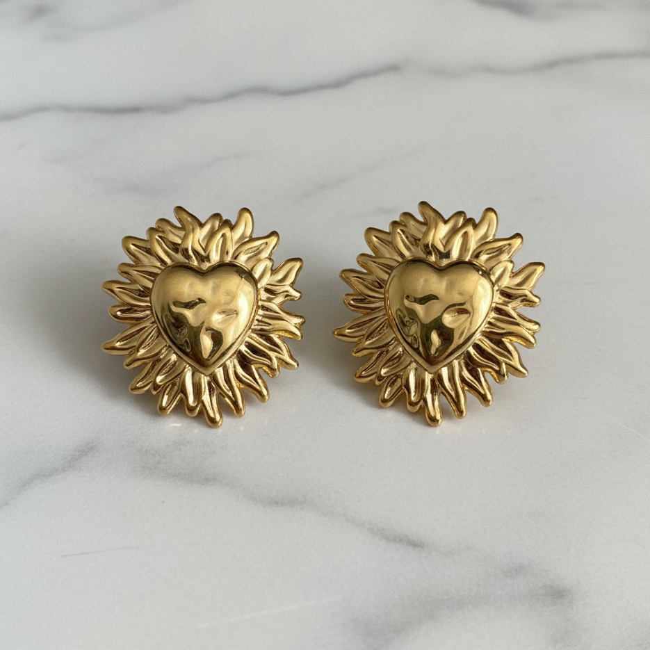 Heart on fire örhängen Stainless S