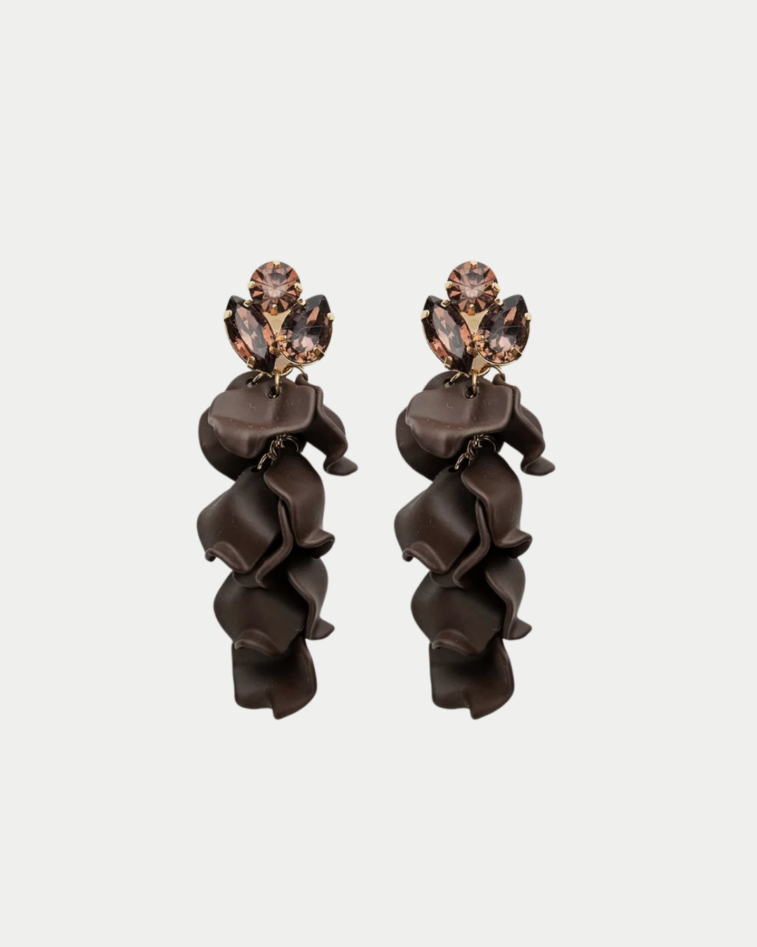 Leaf Stone Earrings Color: Brown