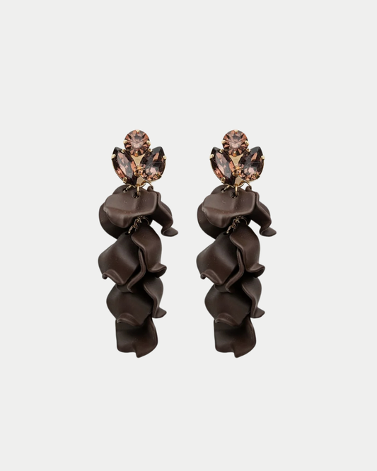 Leaf Stone Earrings Color: Brown