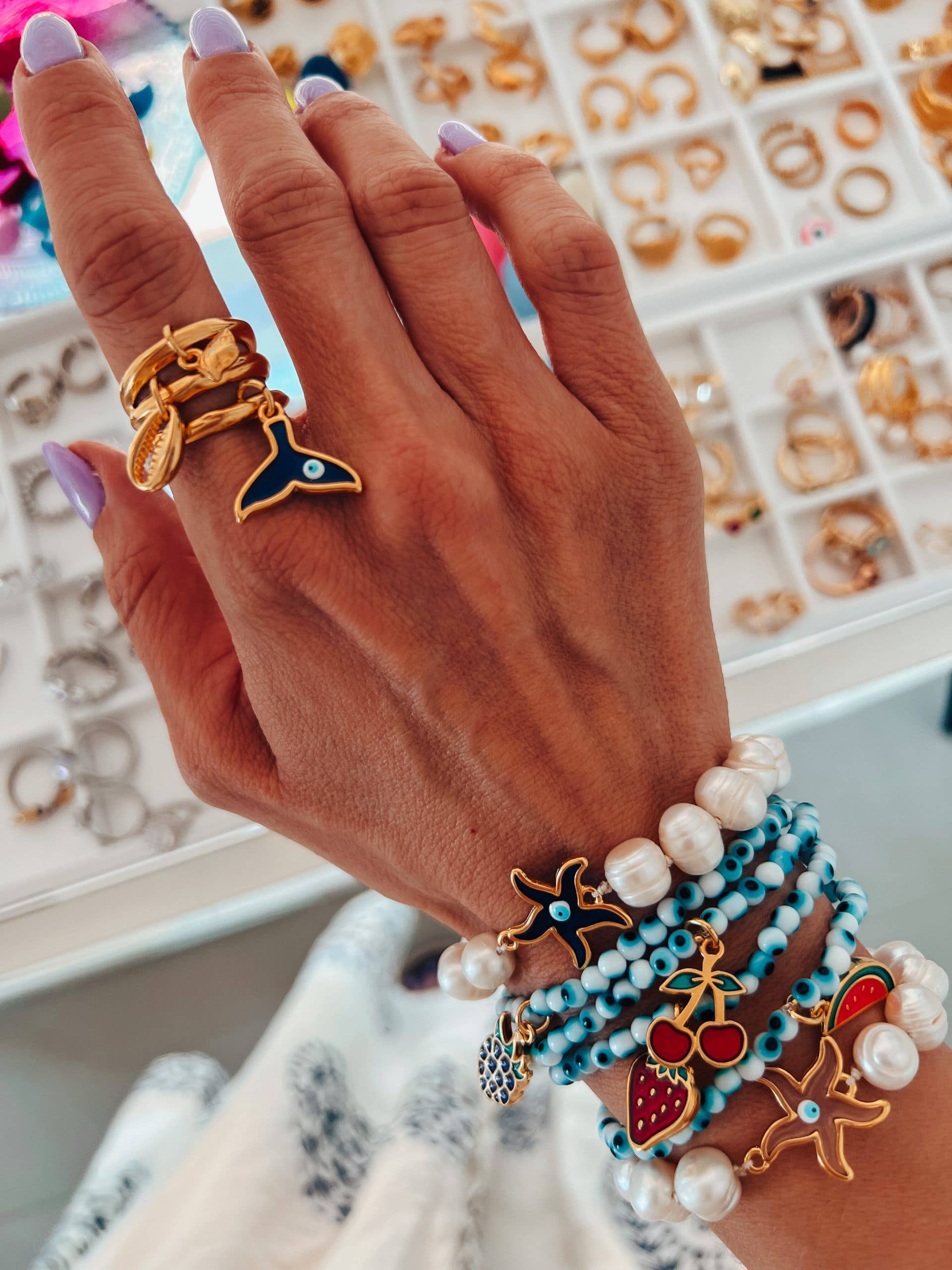 Tiny Evil Eye Frukt Armband Melon