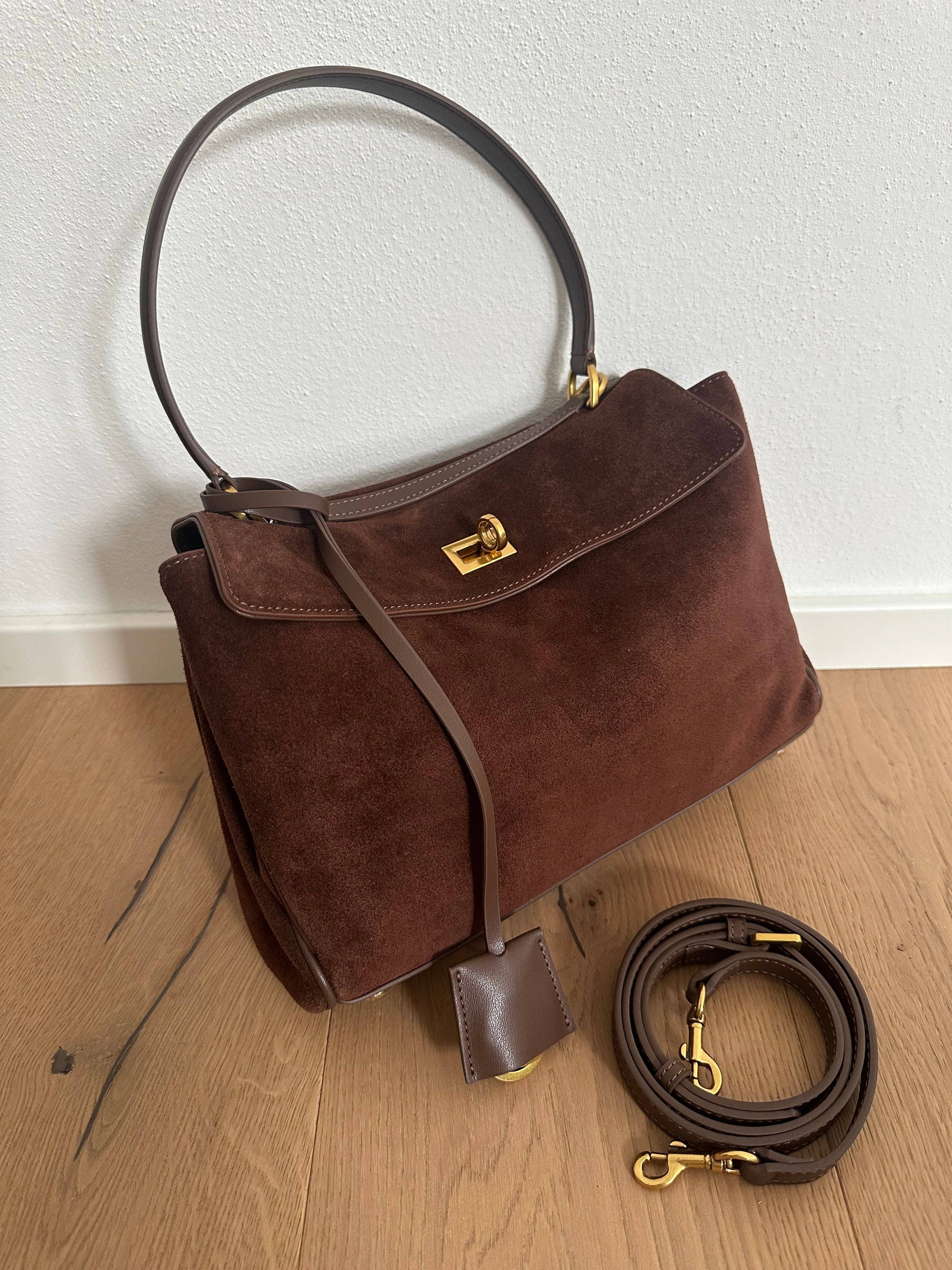 TEXAS MEDIUM SUEDE i äkta läder: Mörkbrun