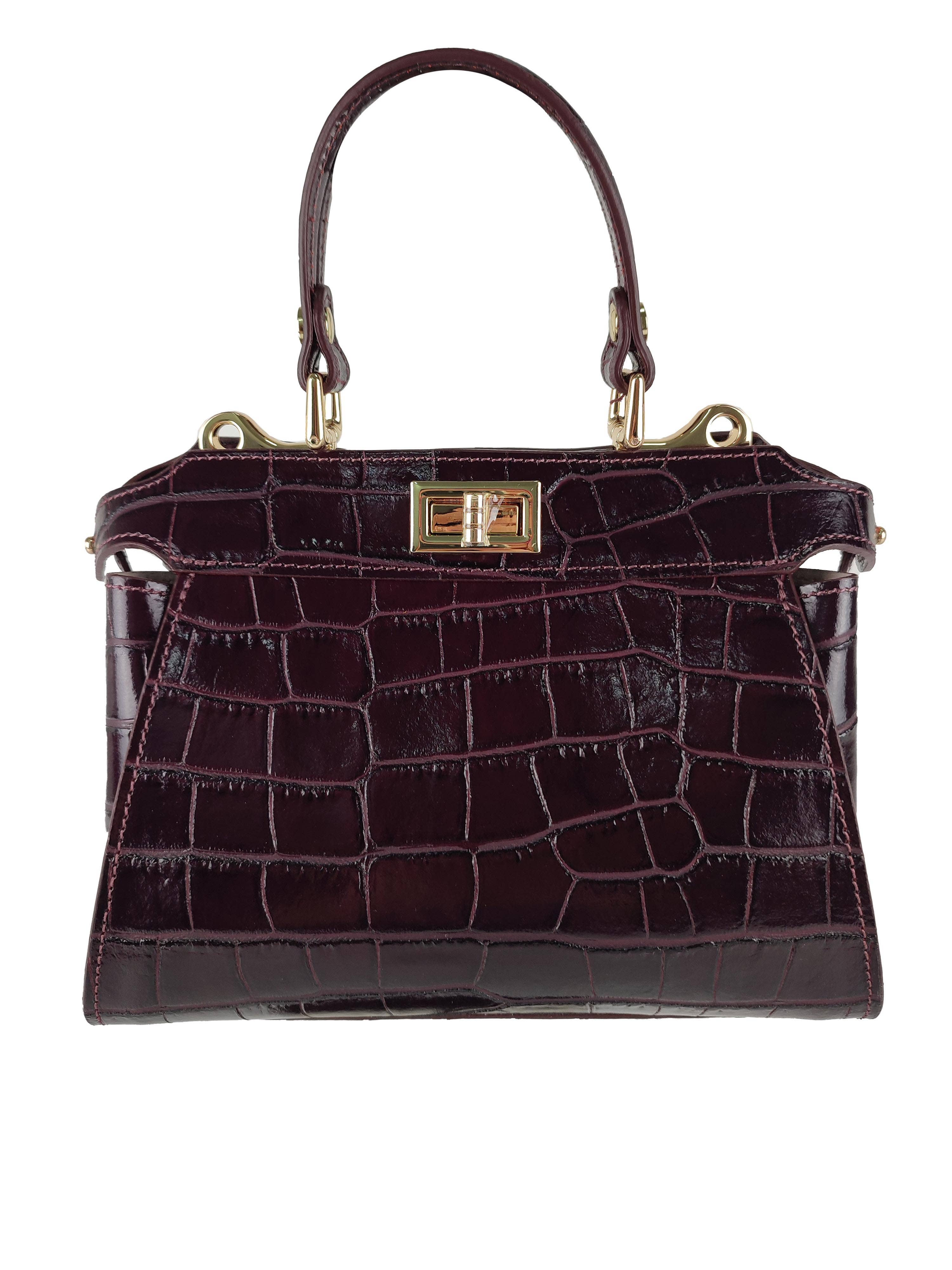 Molly Läder handväska med vridbar stängning: Bordeaux