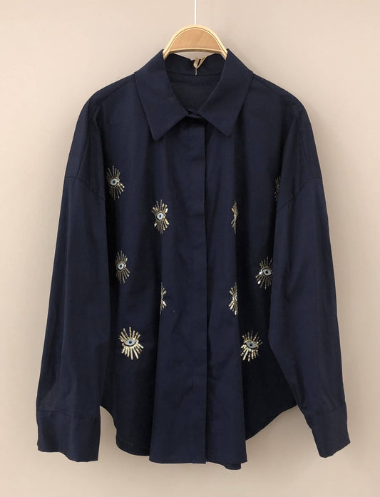 Azul marino skjorta