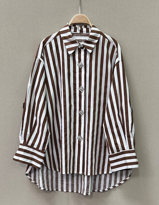 Stripe BOMULLSSKJORTA M-XL
