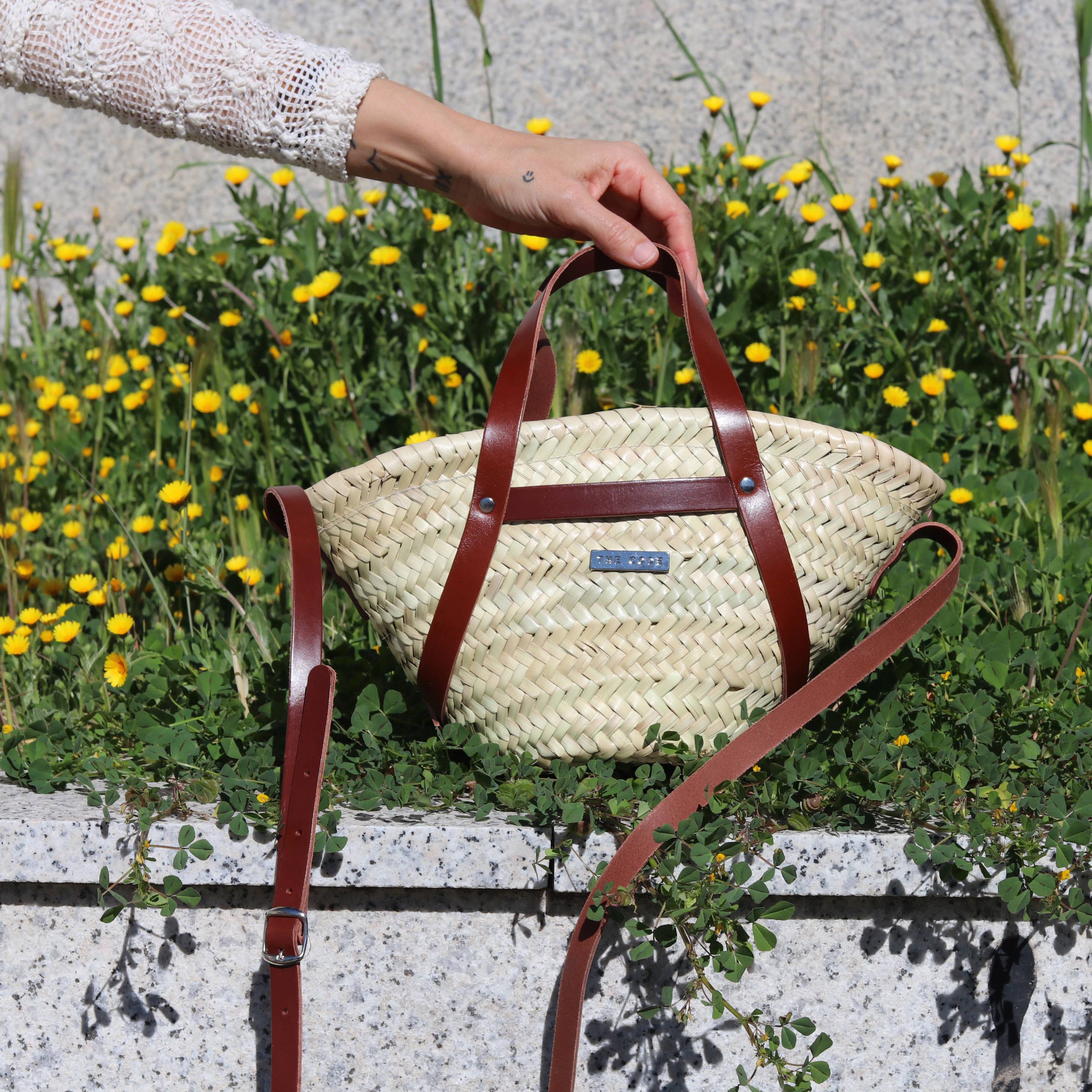 Verona axelväska i chokladbrunt och strå