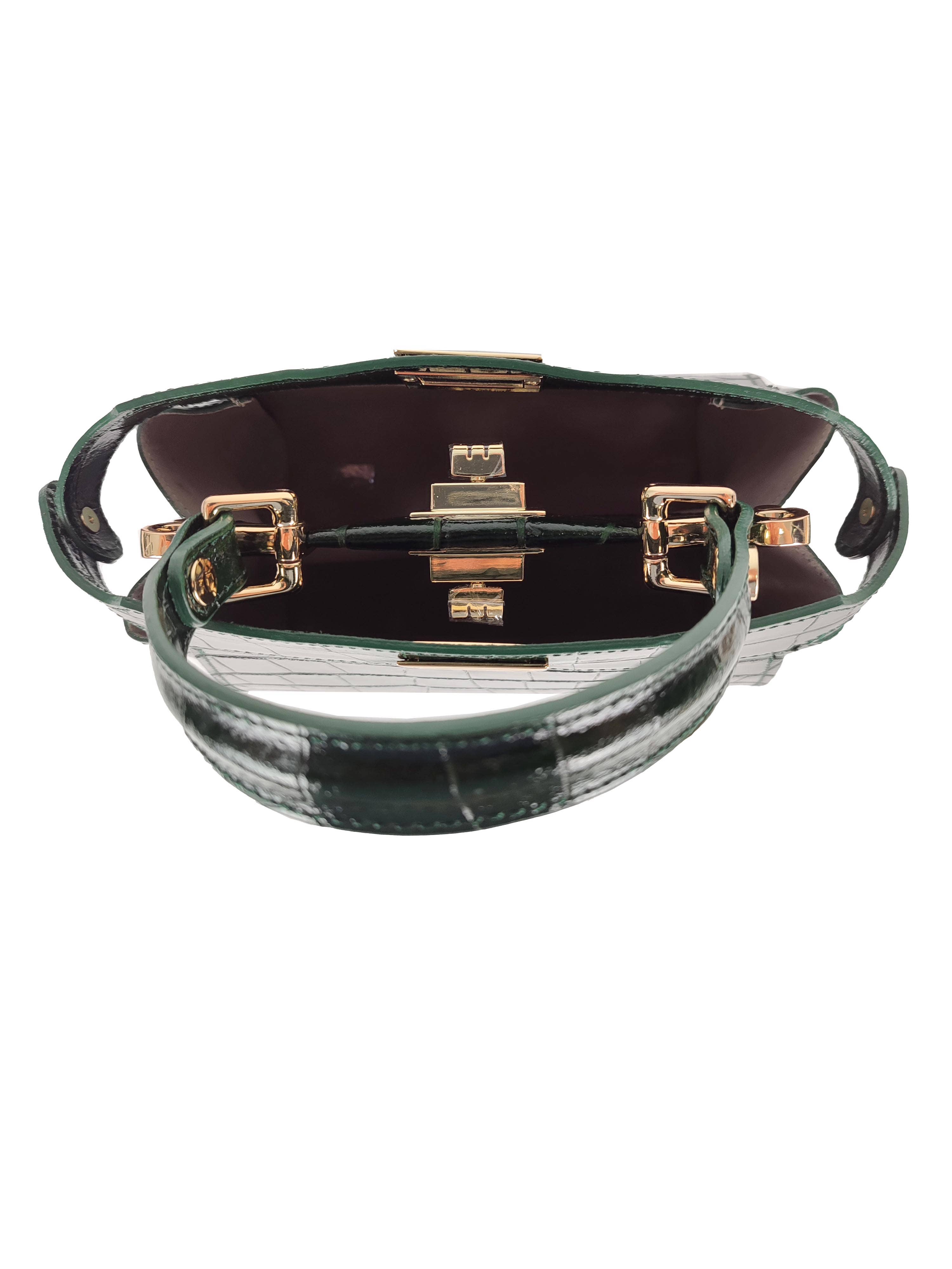 Molly Läder handväska med vridbar stängning: mörkbrun