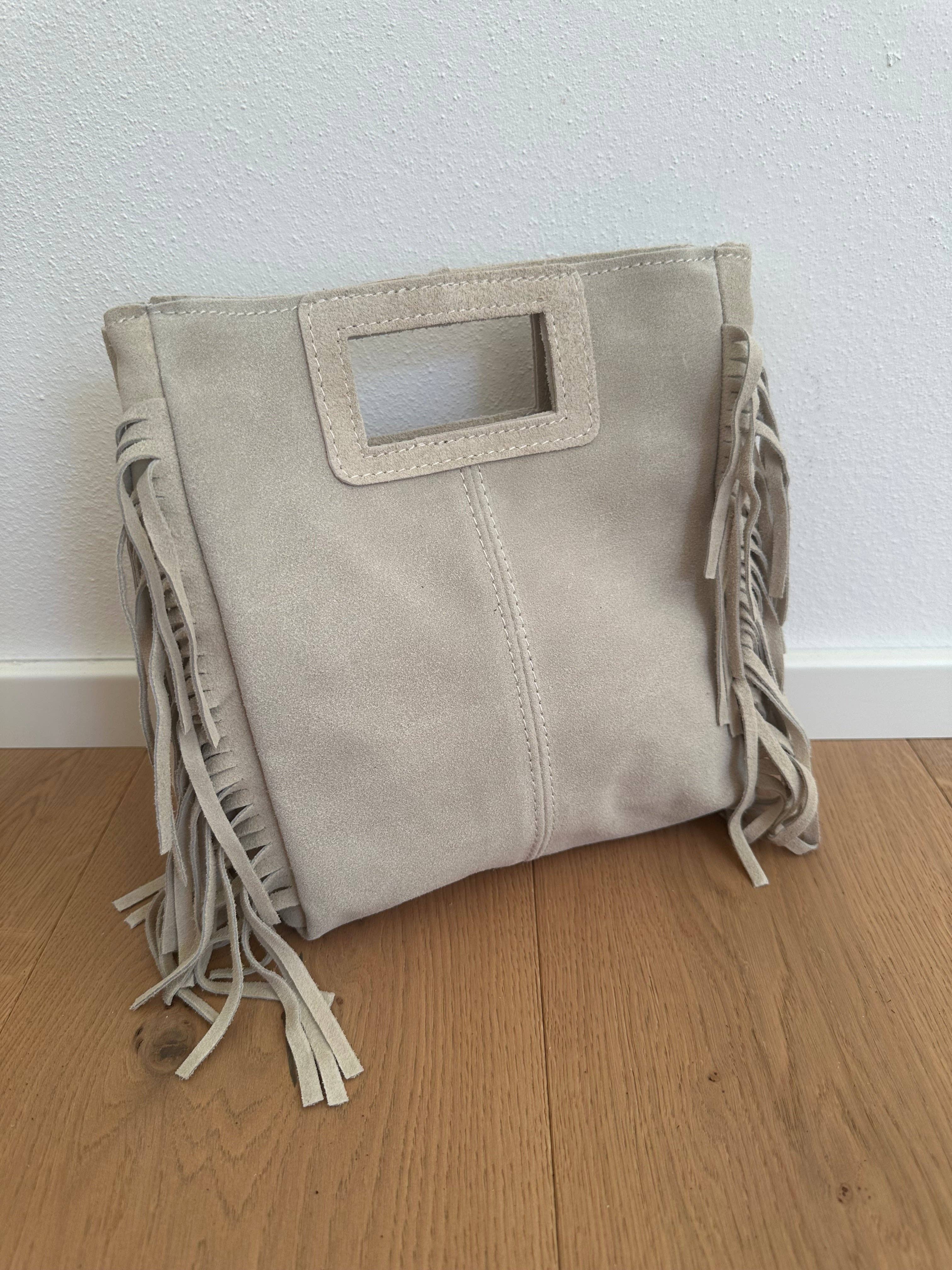 LILLY - väska i äkta mockaläder: Beige