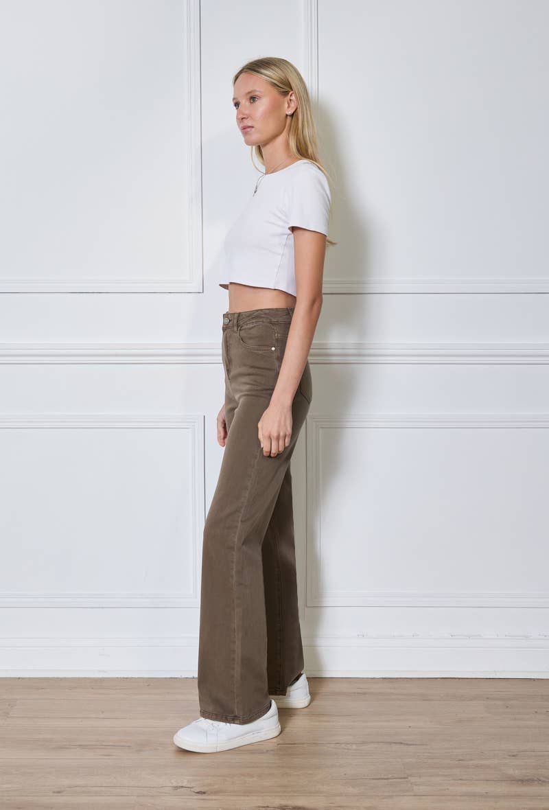 Molly jeans med hög midja & vida ben - Mullvad