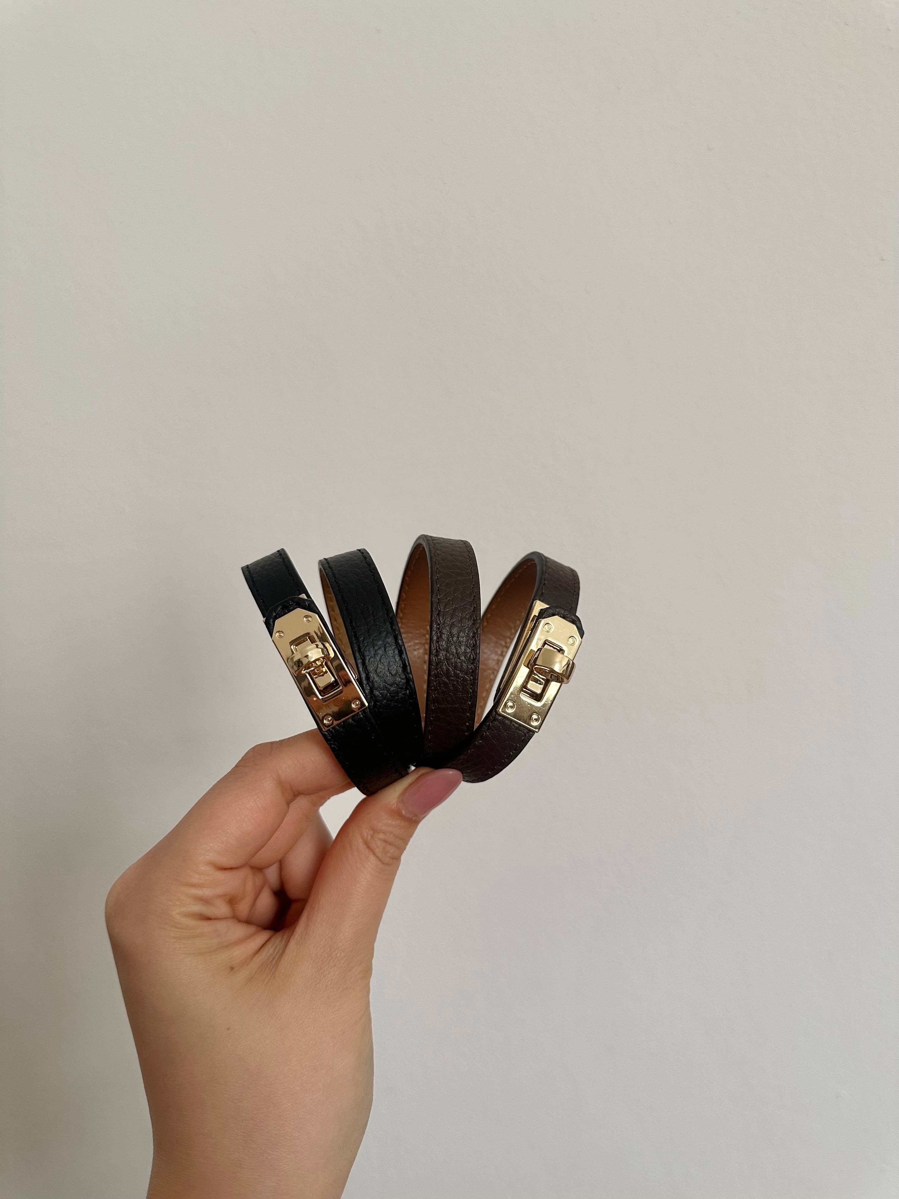 Armband Nefy Äkta läder Mörkbrun