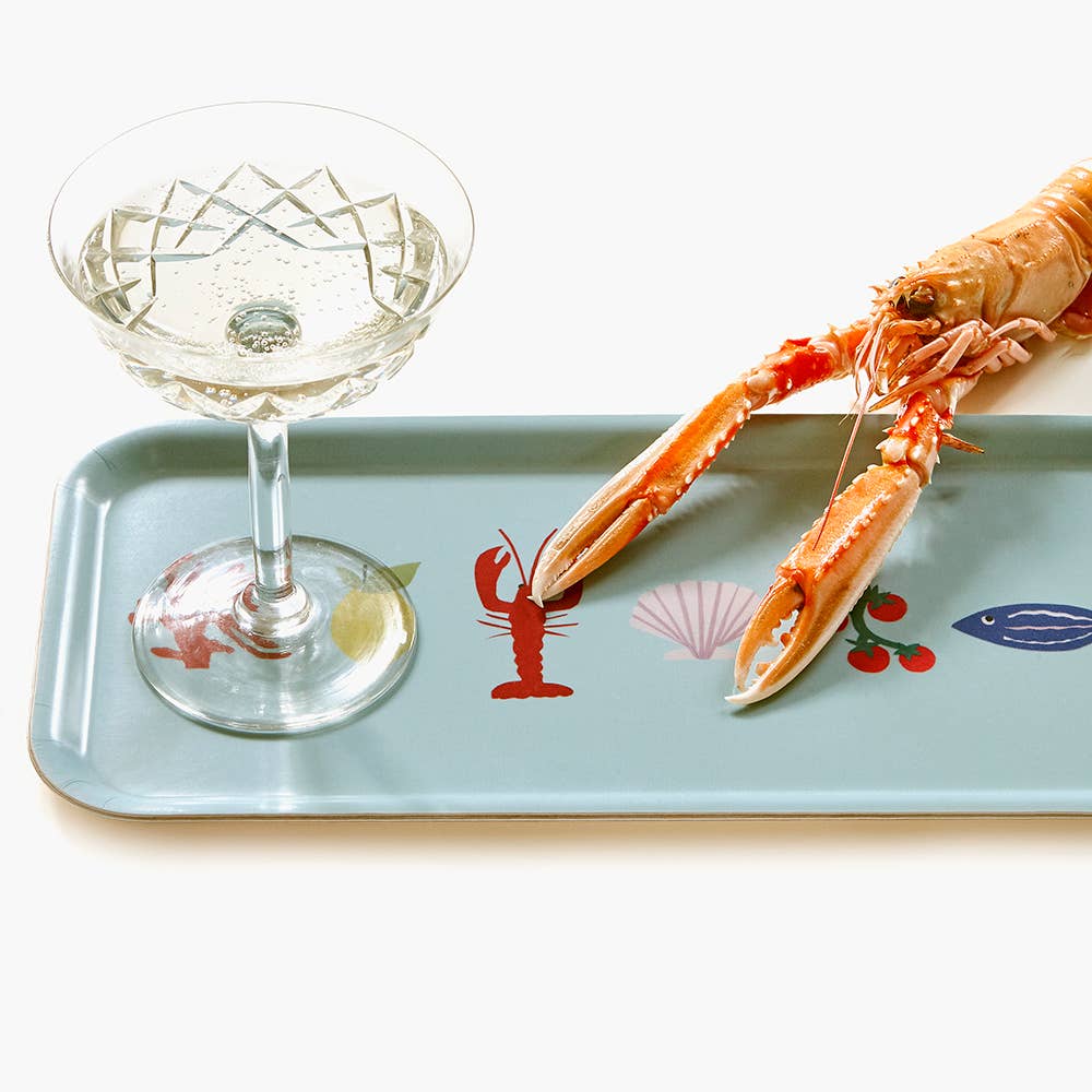 Rektangulär serveringsbricka 'Seaside Lunch' 32x15 cm - Seafoam