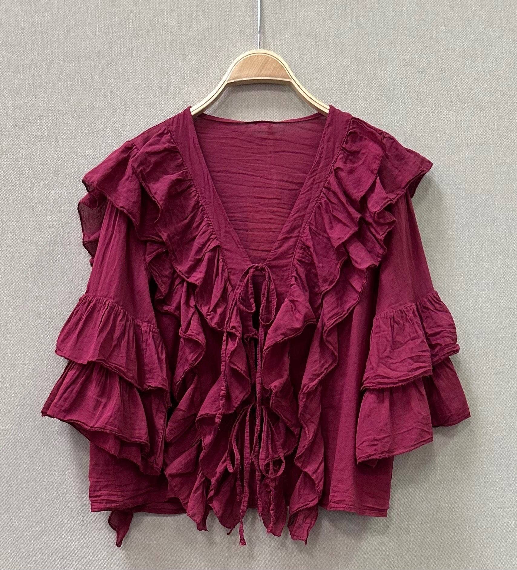 Chloe frill blouse Burgundy