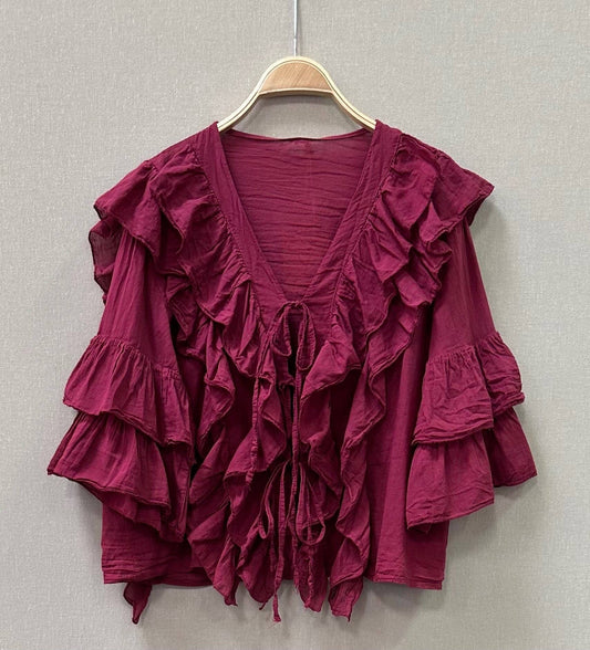 Chloe frill blouse Burgundy